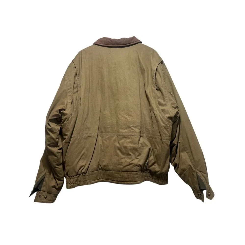 Woolrich Bomber Barn Coat Mens XXL Tan Flannel Plaid Lined Wool Chores Collared